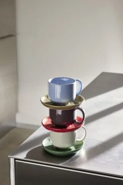 Amare kop en schotel blauw/olijf set van 4 stuks - 211705