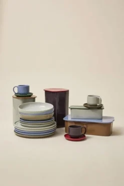 Amare kop en schotel blauw/olijf set van 4 stuks - 211705