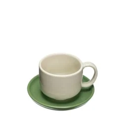 Amare kop en schotel zand/groen set van 4 stuks - 211706