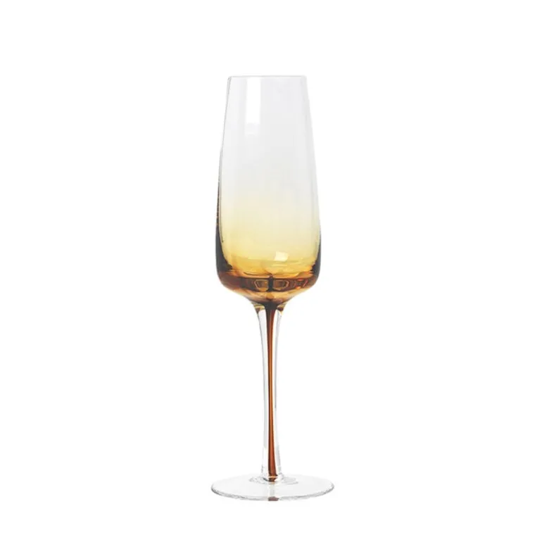 Amber champagne glazen - set van 12 stuks