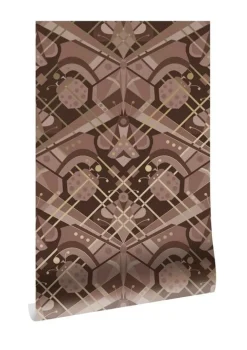Art deco goud behang animaux butterfly - taupe