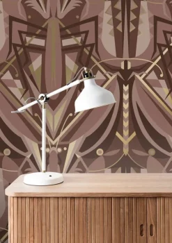 Art deco goud behang animaux grasshopper - taupe