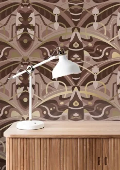 Art deco goud behang animaux beetle - taupe