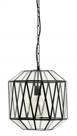 Ate hanglamp glas triangels - zwart