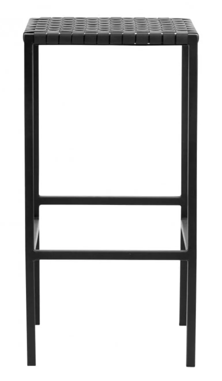 Barstoel zwart leer/metaal