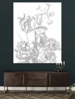 Behangpaneel Engraved Flowers