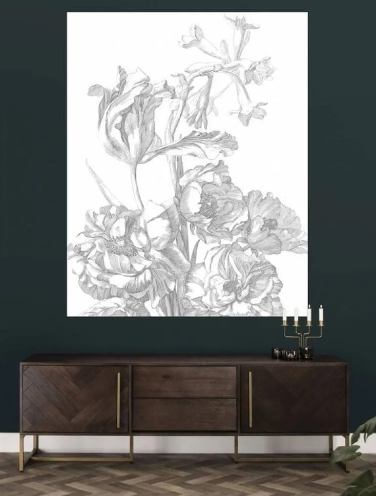 Behangpaneel Engraved Flowers