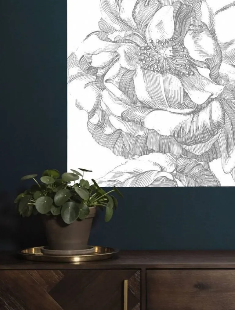 Behangpaneel Engraved Flowers