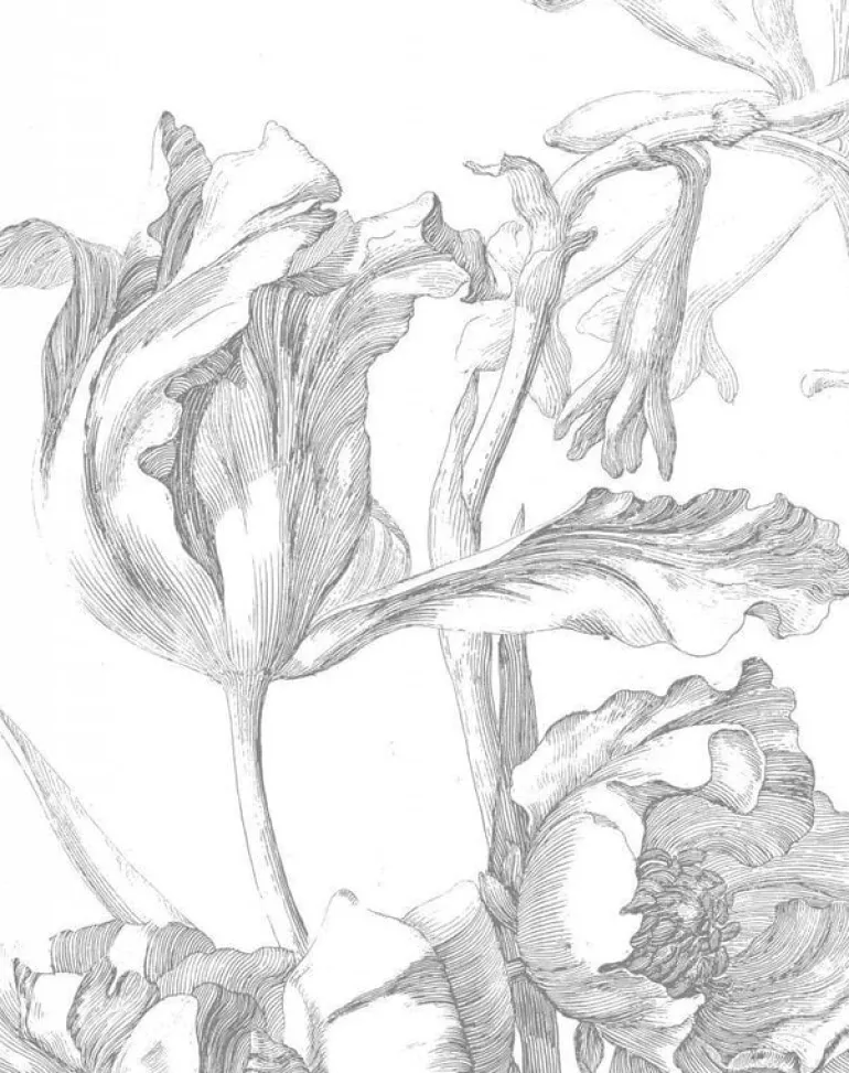 Behangpaneel Engraved Flowers