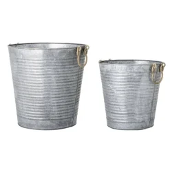 Bloempot set grijs - metaal