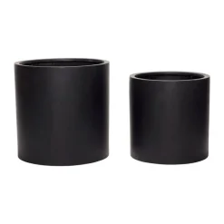 Bloempot set zwart fiberstone