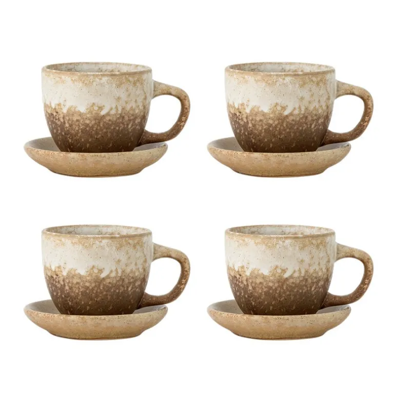 Brenta kop en schotel naturel set van 4 stuks - 82072416