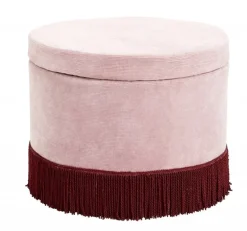 Corduroy poef met deksel - roze/burghundy