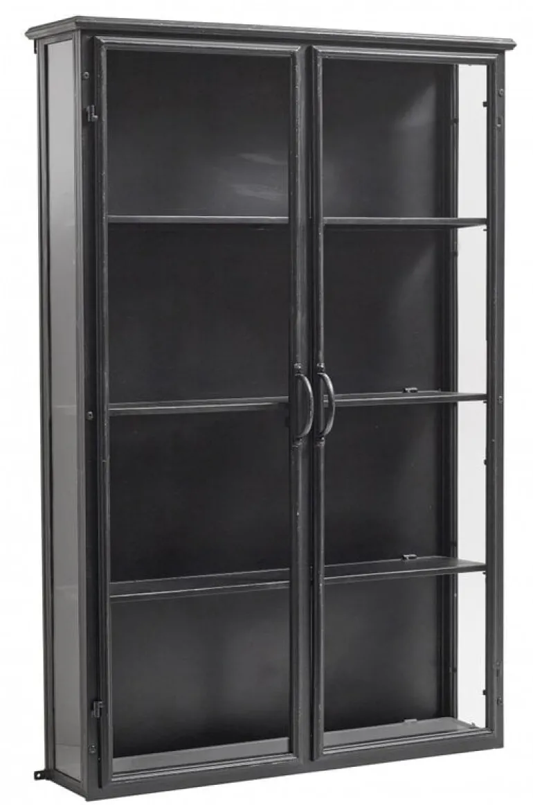 Downtown ijzeren wandkast - zwart 80x20x121cm