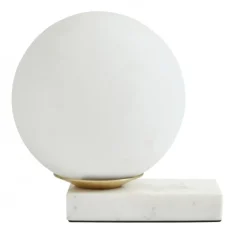 Enyo tafellamp - mat wit met marmer