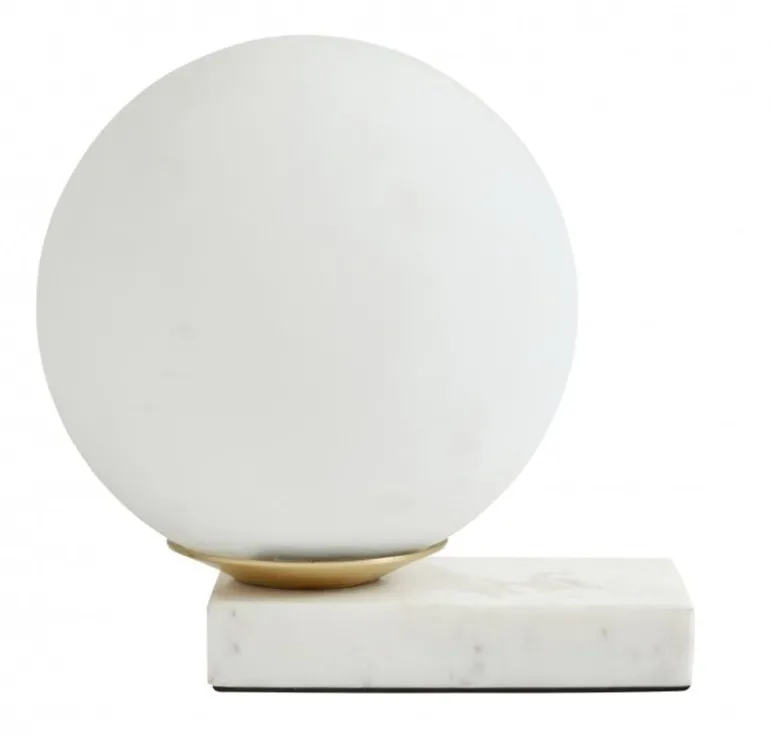 Enyo tafellamp - mat wit met marmer