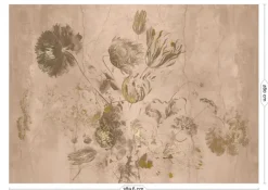 Fresco Flowers behang FU-056 - 389,6x280cm goud/nude