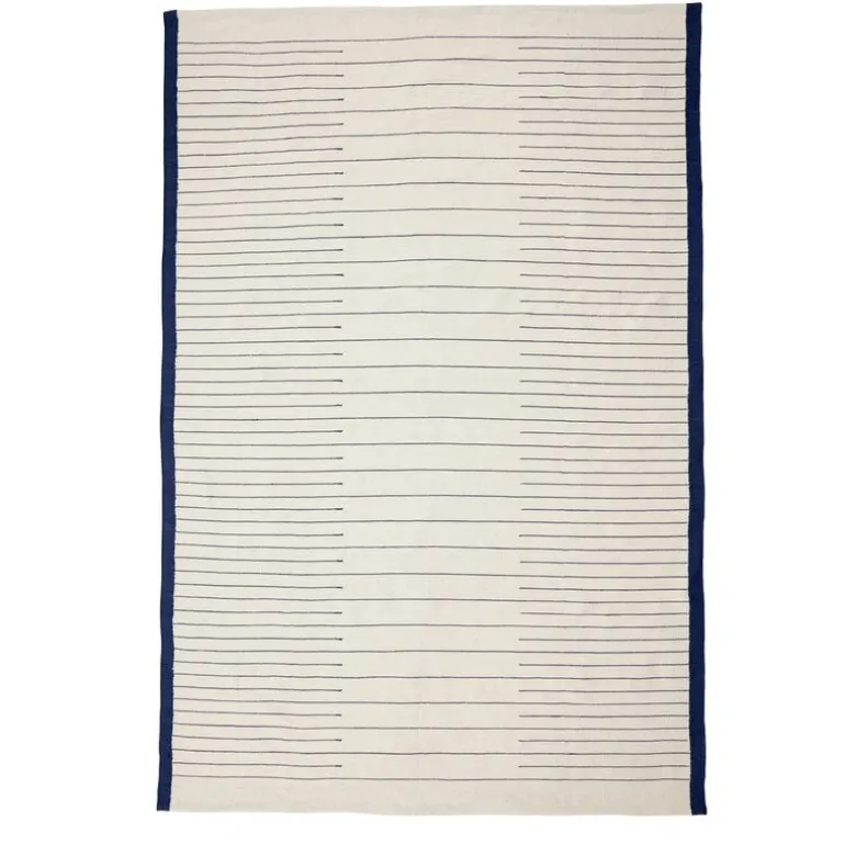 Geweven vloerkleed - blauw/wit