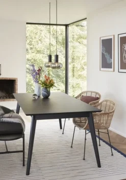 Geweven vloerkleed - blauw/wit