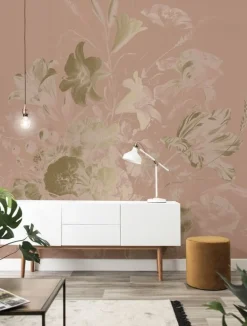 Golden age flowers goud behang MW-046 - 200x280cm