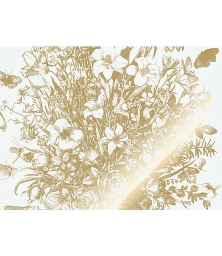 Goud Engraved bloemen behang off white MW-133 400x280cm