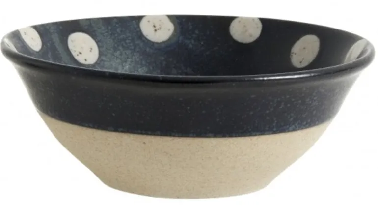 Grainy schaal dots donkerblauw/zand -set van 4 stuks