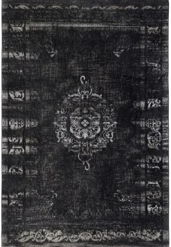 Grand geweven vloerkleed - donkergrijs/zwart 160x240