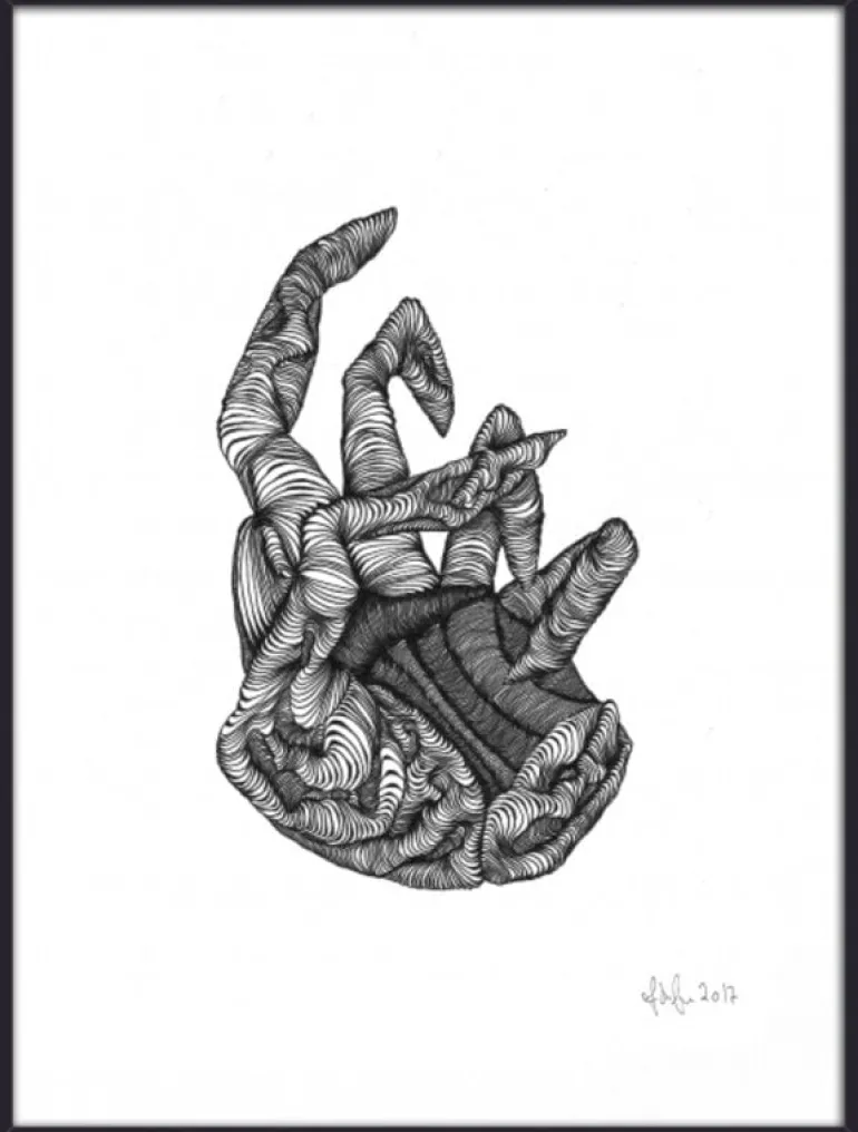 Hand illustration - zwart/wit
