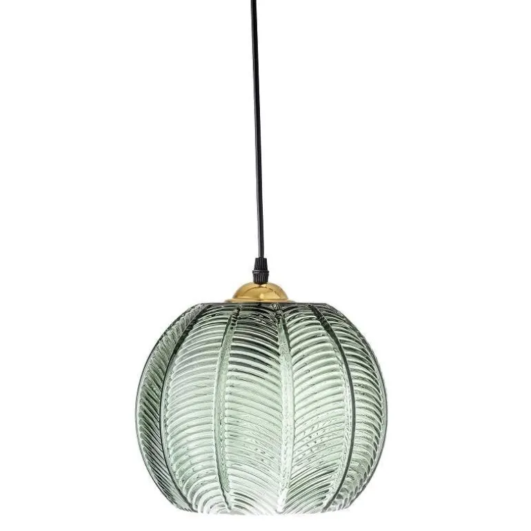 Hanglamp groen glas met motief