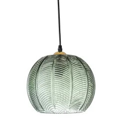 Hanglamp groen glas met motief