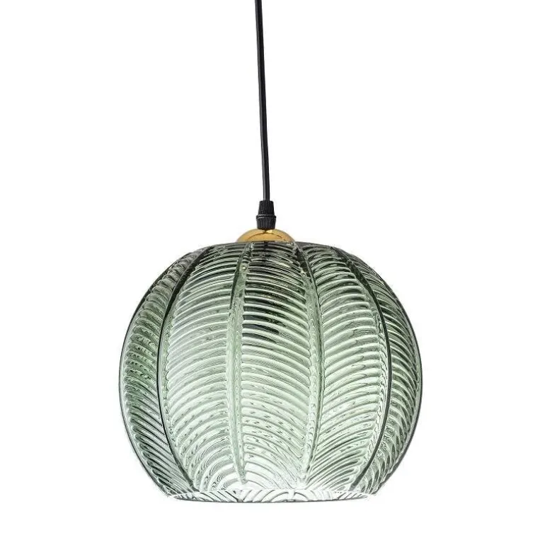 Hanglamp groen glas met motief
