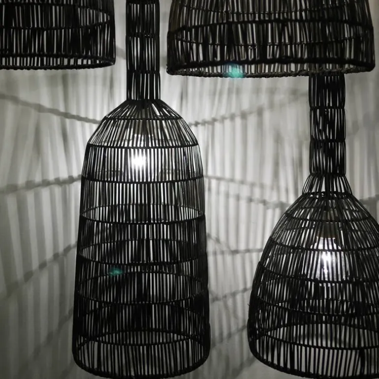 Hanglamp Umut 2 zwart rotan ø30cm