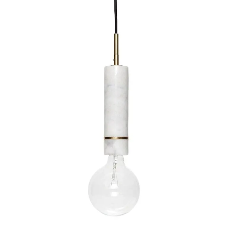 Hanglamp wit marmer met messing detail