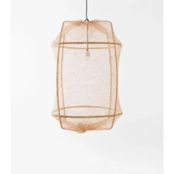 Hanglamp Z2 blond sisal net tea dyed ø67x100cm