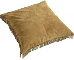 Hippie leren kussen incl vulling - bruin 100x100cm