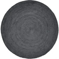 Jute rond vloerkleed - zwart