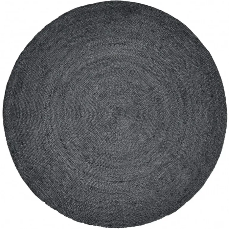 Jute rond vloerkleed - zwart