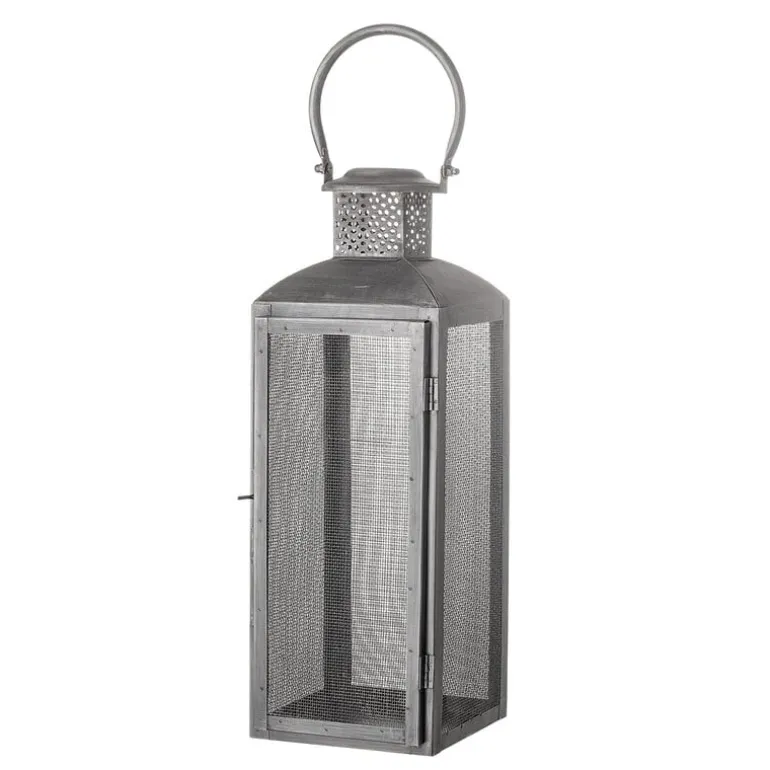 Lantaarn metaal - zwart L15xH44xW15 cm