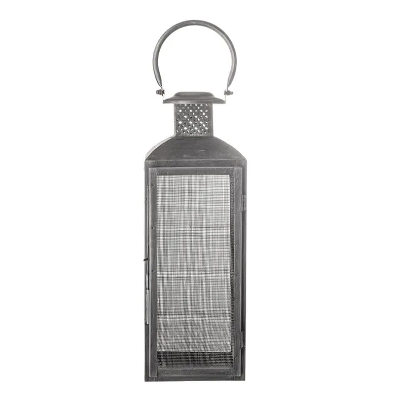 Lantaarn metaal - zwart L15xH44xW15 cm