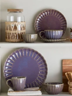 Latina kopjes en schotels paars set van 6 stuks - 82061907