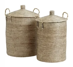 Laudy wasmanden set van 2 stuks - naturel/zwart