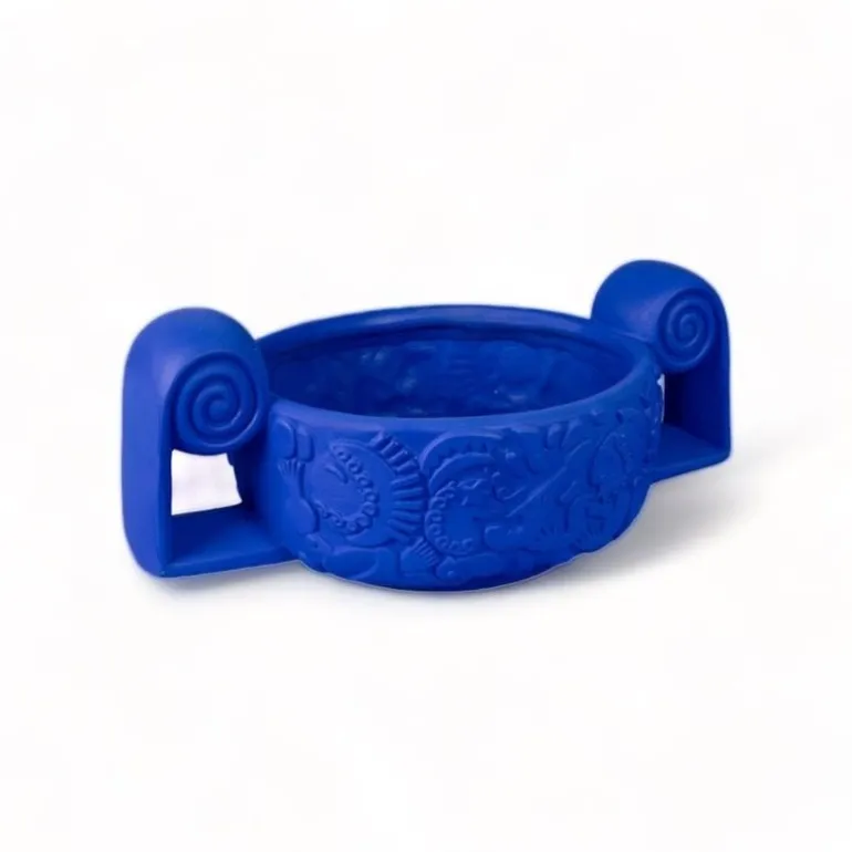 Magna graecia terracotta centerpiece decoratie schaal blauw - 11509B