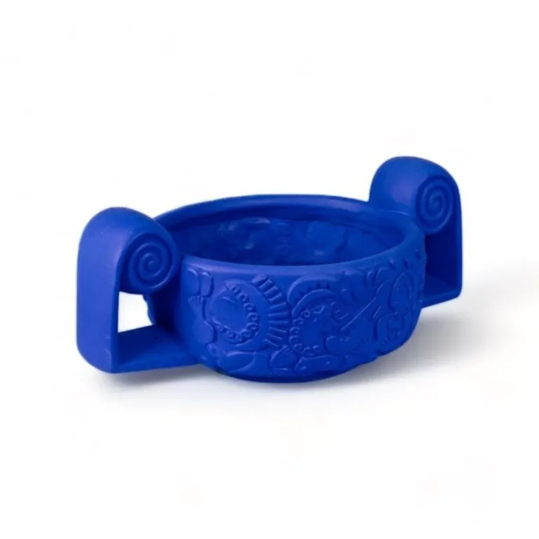 Magna graecia terracotta centerpiece decoratie schaal blauw - 11509B