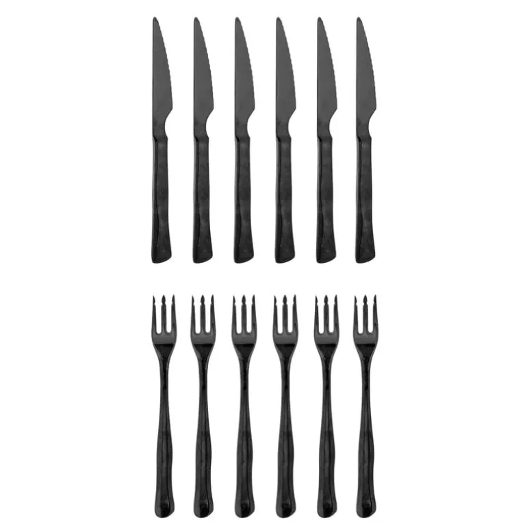 Ollin bestek set zwart set van 12 stuks - 82061772