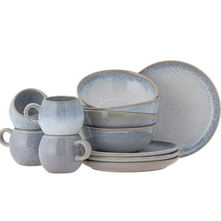 Paula ontbijt servies set van 12 stuks blauw - 82061529