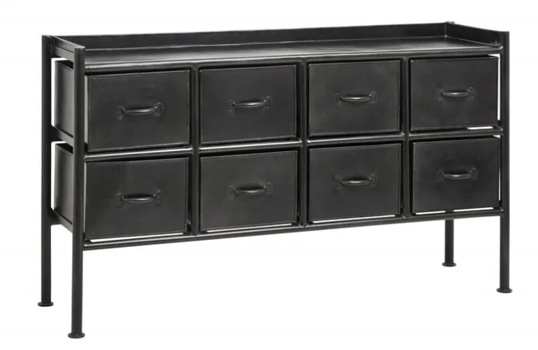 Portland ijzeren kast met laden - zwart