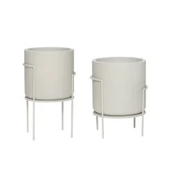 Pot met standaard grijs - set van 2 stuks