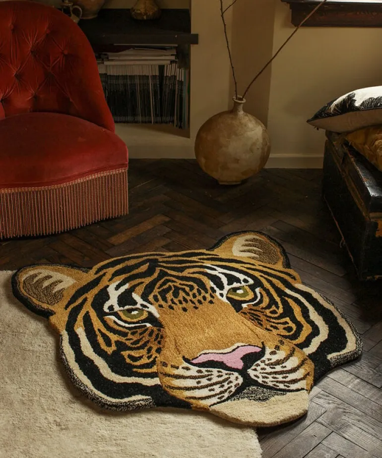 Rajah Tiger head vloerkleed L - 1.45.10.071.080.5