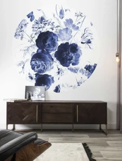 Royal blue flowers behangcirkel SC-001 ø142,5 cm