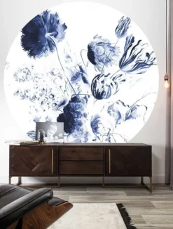 Royal blue flowers behangcirkel BC-002 - ø237,5cm